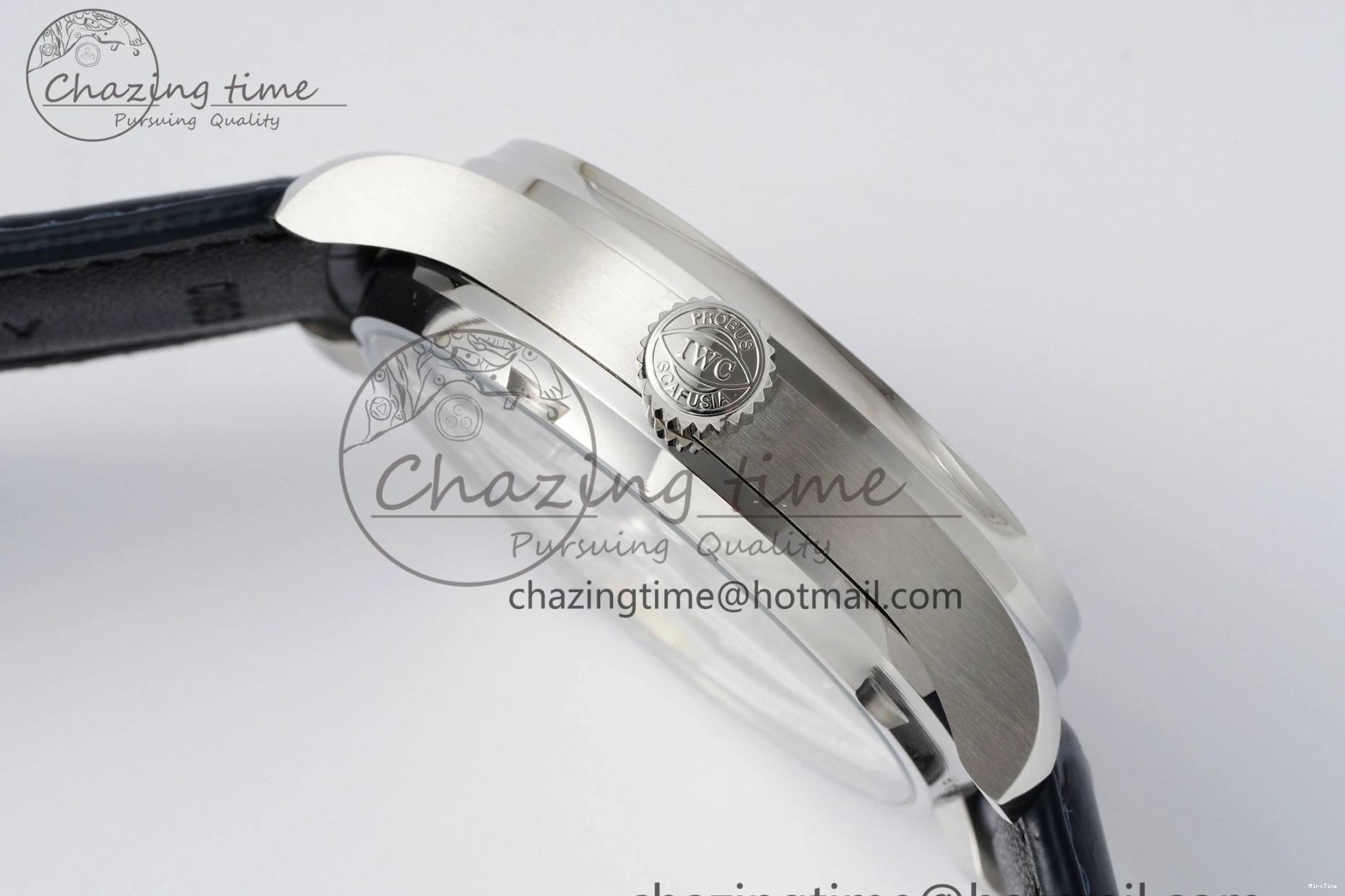 MIROTIME 0413 ZeroBulk Portuguese Real PR IW500715 SS AZF 1:1 Best Edition White Blue Dial on Blue Leather Strap A 7034
